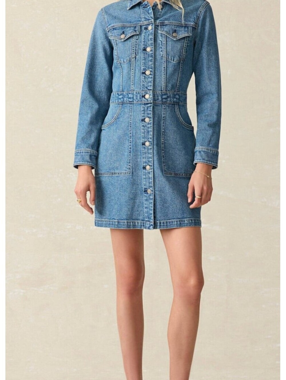 Faherty Michelle Long Sleeve Denim Mini Shirtdress